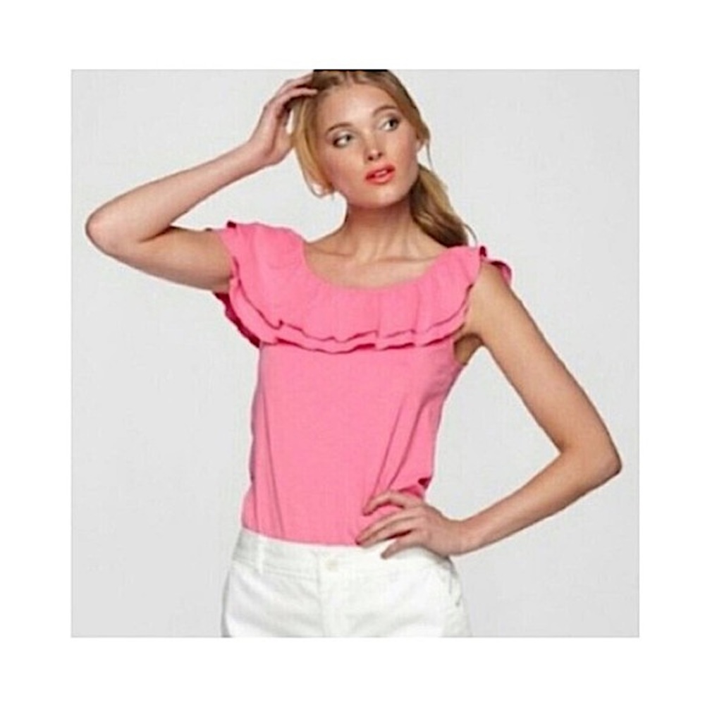 Lilly Pulitzer Asymmetrical Neckline Ruffle Tank Top